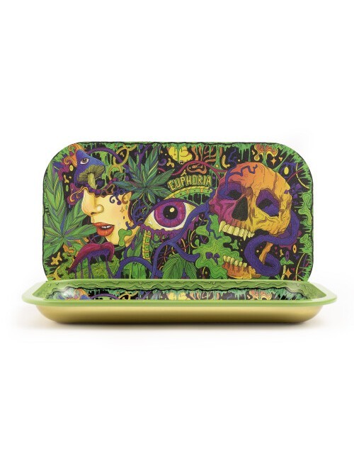 Bandeja de metal con tapa magnética boca doble